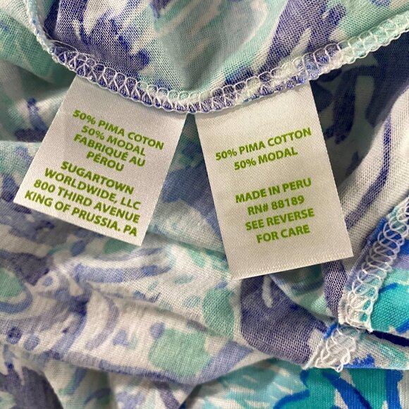 Lilly Pulitzer Lula Top Tropical Turquoise Elephant‎ Appeal XXS NWT TP-2088 - Picture 8 of 10